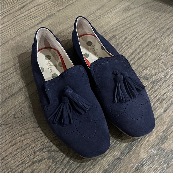 Boden Navy Suede Tassel Loafers - Size 7.5 (38) - Picture 1 of 5